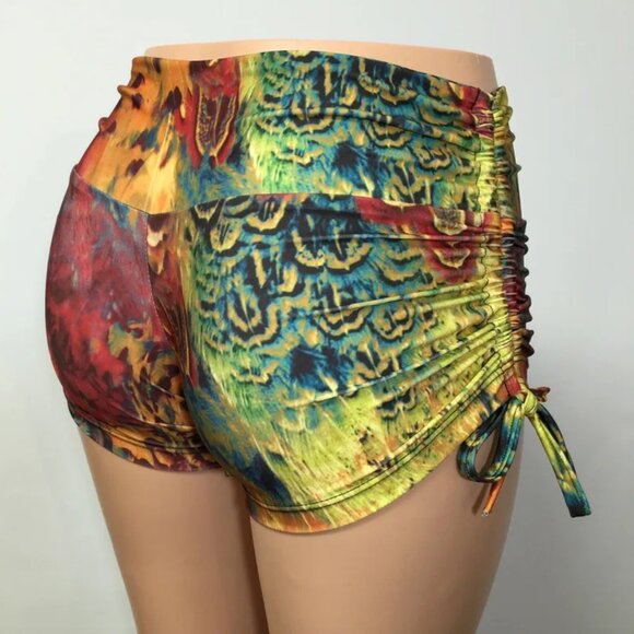 Hot Yoga Sexy Shorts swim Feather Festival Print Made in USA SXYfitness - Picture 2 of 2